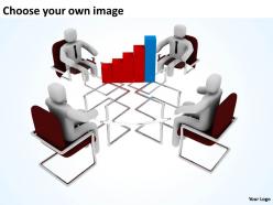 3d men discussing colorful bar graph ppt graphics icons powerpoint