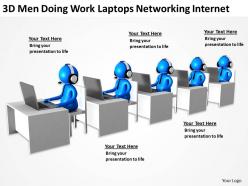 3d men doing work laptops networking internet ppt graphics icons