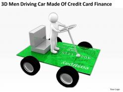 3d men driving car made of credit card finance ppt graphics icons powerpoin