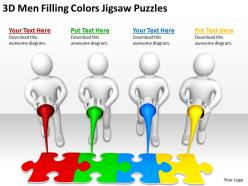 3d men filling colors jigsaw puzzles ppt graphics icons powerpoint