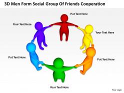 3d men form social group of friends cooperation ppt graphics icons