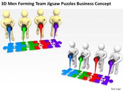 3d men forming team jigsaw puzzles business concept ppt graphics icons powerpoint
