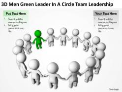 3d men green leader in a circle team leadership ppt graphics icons