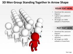 3d men group standing together in arrow shape ppt graphics icons
