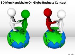 3d men handshake on globe business concept ppt graphics icons powerpoint