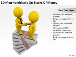 3d men handshake on stacks of money ppt graphics icons powerpoint