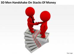 3d men handshake on stacks of money ppt graphics icons powerpoint