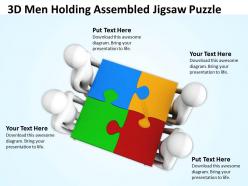 3d men holding assembled jigsaw puzzle ppt graphics icons