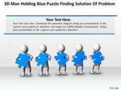 3d men holding blue puzzle finding solution of problem ppt graphic icon