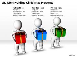 3d men holding christmas presents ppt graphics icons
