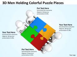 3D Men Holding Colorful Puzzle Pieces Ppt Graphics Icons