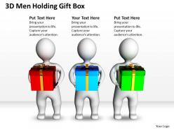 3d men holding gift box celebration event ppt graphics icons