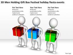 3d men holding gift box festival holiday fiesta events ppt graphic icon