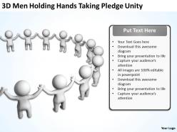 3d men holding hands taking pledge unity ppt graphic icon