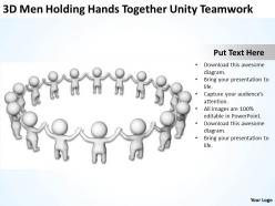 3d men holding hands together unity teamwork ppt graphic icon