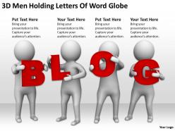 3d men holding letters of word blog ppt graphics icons powerpoint