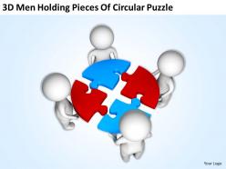3d men holding pieces of circular puzzle ppt graphics icons powerpoint