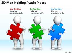 3d men holding puzzle pieces ppt graphics icons