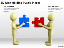 3D Men Holding Puzzle Pieces Ppt Graphics Icons Powerpoint