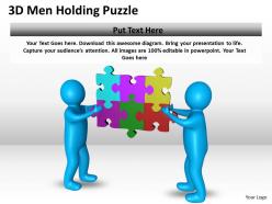3d men holding puzzle ppt graphics icons