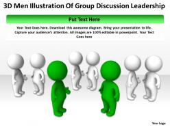 3D Men Illustration Of Group Discussion Leadership Ppt Graphics Icons