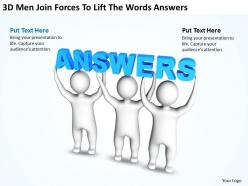 3d men join forces to lift the words answers ppt graphics icons