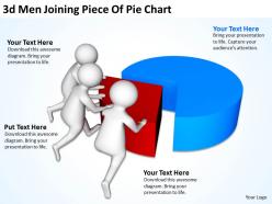 3d men joining piece of pie chart ppt graphics icons