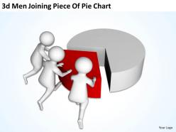 3d men joining piece of pie chart ppt graphics icons