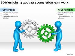 3d men joining two gears completion team work ppt graphics icons