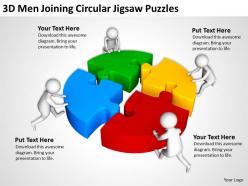 3d men joinning circular jigsaw puzzles ppt graphics icons 3d_men_joinning_circular_jigsaw_puzzles_ppt_graphics_icons_Slide01