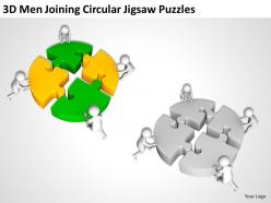3d men joinning circular jigsaw puzzles ppt graphics icons