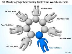 3d men lying together forming circle team work leadership ppt graphic icon