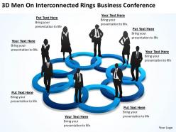 3d men on interconnected rings business conference ppt powerpoint slides