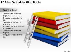 3d men on ladder with books ppt graphics icons powerpoint