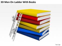 3d men on ladder with books ppt graphics icons powerpoint