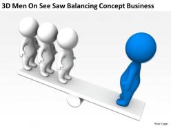 3d men on see saw balancing concept business ppt graphics icons