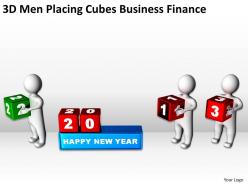 3d men placing cubes business finance ppt graphic icon
