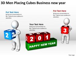 3d men placing cubes business new year ppt graphic icon