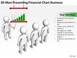 3d men presenting financial chart business ppt graphic icon