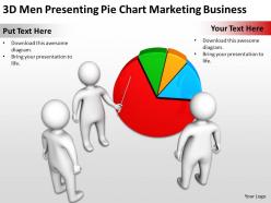 3d men presenting pie chart marketing business ppt graphic icon