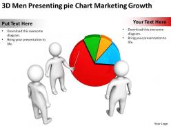 3D Men Presenting pie Chart Marketing Growth Ppt Graphic Icon