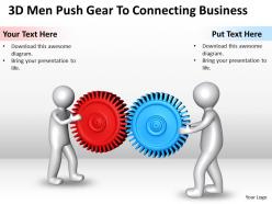 3d men push gear to connecting business ppt graphics icons