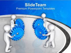 3d men pushing gears to combine communication powerpoint templates ppt themes and graphics 0213