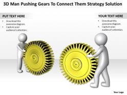 3D Men Pushing Gears To Connect them Strategy Solution Ppt Graphic Icon