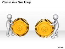3d men pushing gears to connect them strategy solution ppt graphic icon