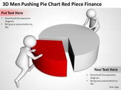 3d men pushing pie chart red piece finance ppt graphics icons powerpoint