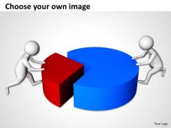 3d men pushing pie chart red piece finance ppt graphics icons powerpoint