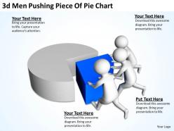 3d men pushing piece of pie chart ppt graphics icons