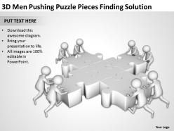 3d men pushing puzzle pieces finding solution ppt graphics icons powerpoint