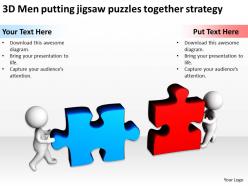 3d men putting jigsaw puzzles together strategy ppt graphics icons